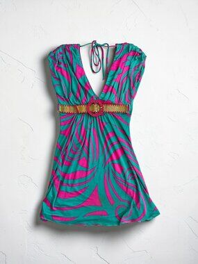 SKY TOP Blue Pink Belt Buckle RHOC Top Size Small